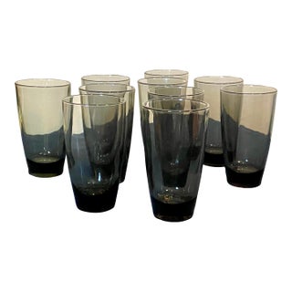 Mid 20th Century Libbey Smoke Glass Water Glasses - Set of Ten For Sale