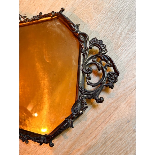 Victorian Early 20th Century Metal Curved Glass Picture Frame For Sale - Image 3 of 10