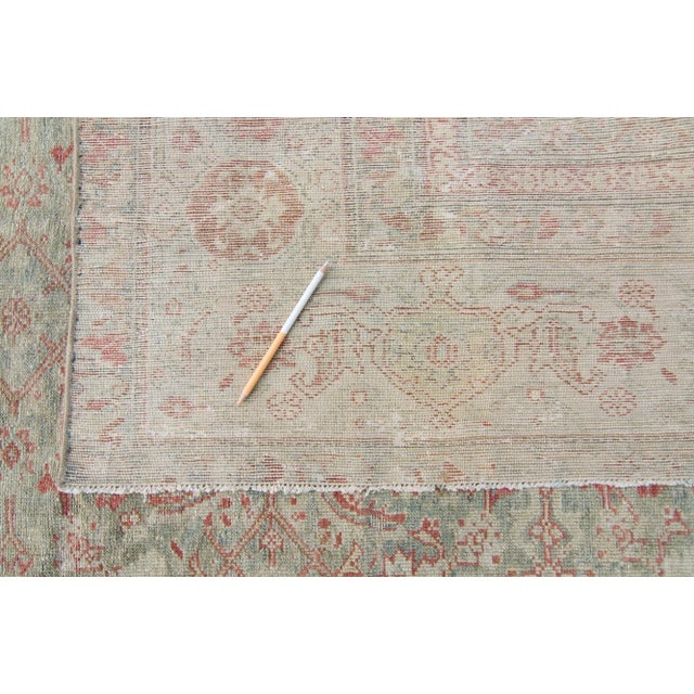 1920s Antique Allover Sage Coral Hand Knotted Wool Low Pile Rug - 5’10” X 13’1” For Sale - Image 10 of 10