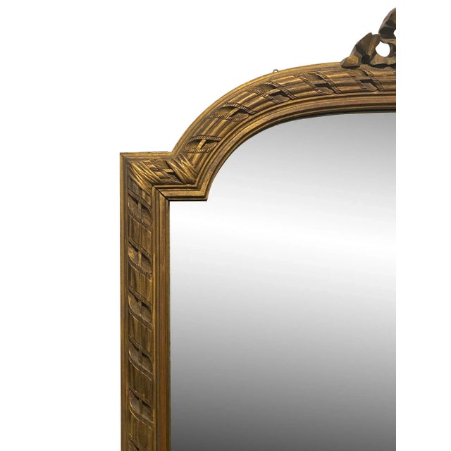 French Mid 20th Century Louis XVI Style Gilted Wood Mirror For Sale - Image 3 of 9