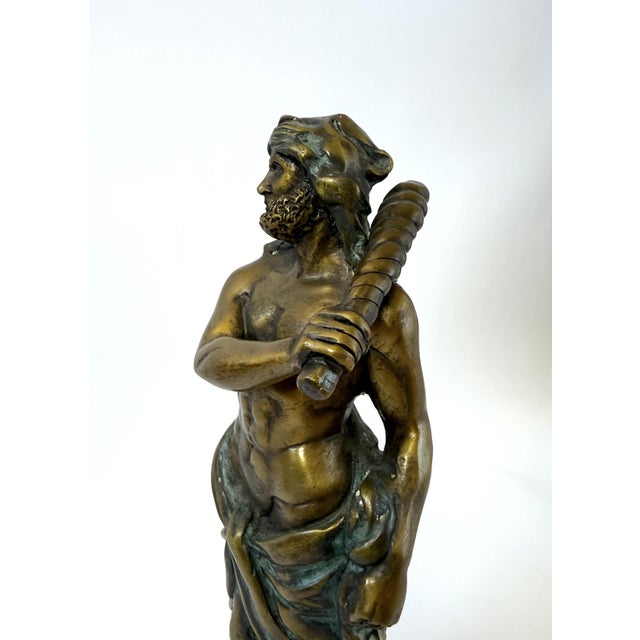 Neoclassical Late 20th Century Bronze Zeus (Jupiter) Sculpture on Marble Base – Greek God Mythology Statue For Sale - Image 3 of 10