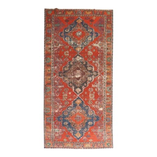 Antique Zabihi Collection Caucasian Soumac Flatweave Worn Gallery Size Rug For Sale