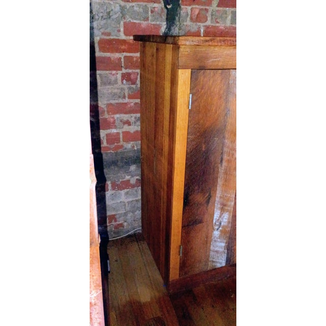 Handcrafted Rustic Reclaimed Wood Two-Door Cabinet With Antique Heart Pine Top For Sale - Image 4 of 9