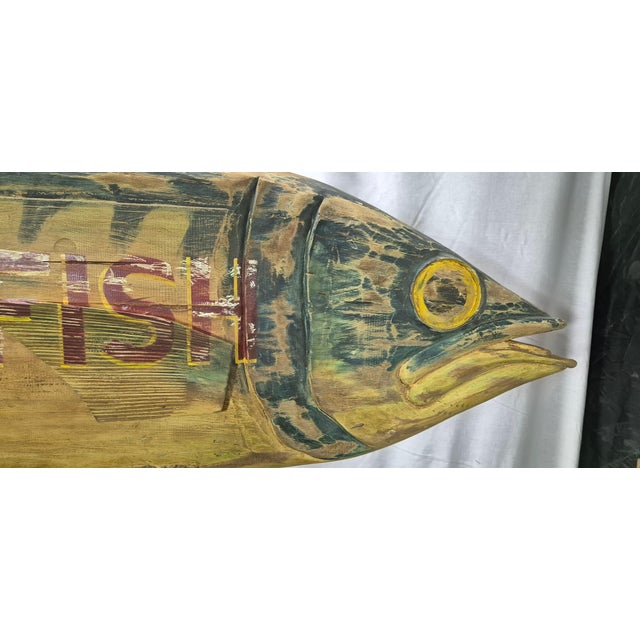 Brown Six Foot Carved Fish Trade Sign For Sale - Image 8 of 12