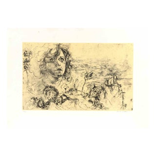 Walter Piacesi, Maiden of Montefeltro, Etching, 1970s For Sale