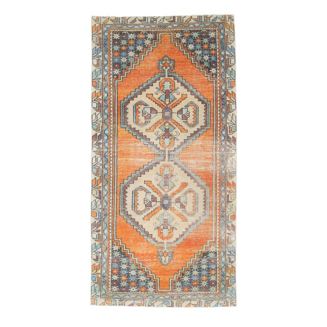 Vintage Turkish Oushak Handmade Wool Cotton Orange Runner Rug For Sale - Image 11 of 11