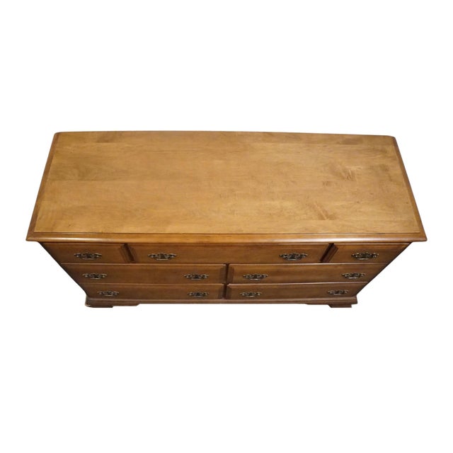 Bassett Furniture Solid Hard Rock Maple Colonial Early American 56" Double Dresser 229-01-237 For Sale - Image 11 of 15