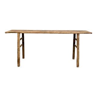 Antique Elm Wood Console Table For Sale