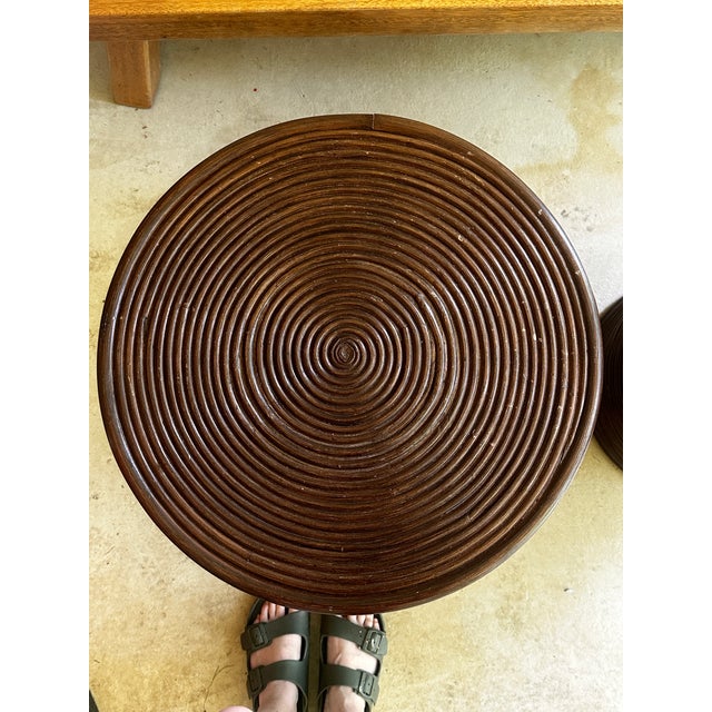 Gabriella Crespi Split Reed Drum Tables in the Manner of Gabriela Crespi For Sale - Image 4 of 6