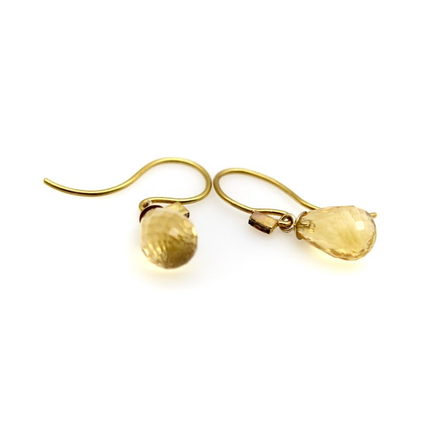 20k and 14k Gold Diamond and Citrine Briolette Drop Earrings, Pair For Sale - Image 4 of 9