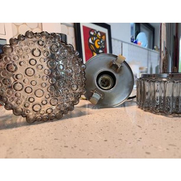 1970s Staff Leuchten P105 Chrome & Textured Glass Pendant Lights - a Pair For Sale - Image 11 of 14