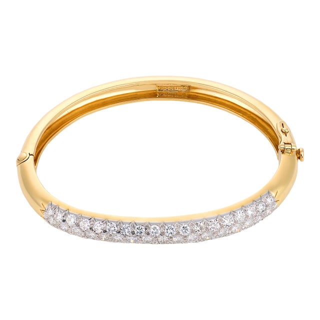 David Webb 2.50 Carat Diamond Platinum and 18k Yellow Gold Bracelet For Sale
