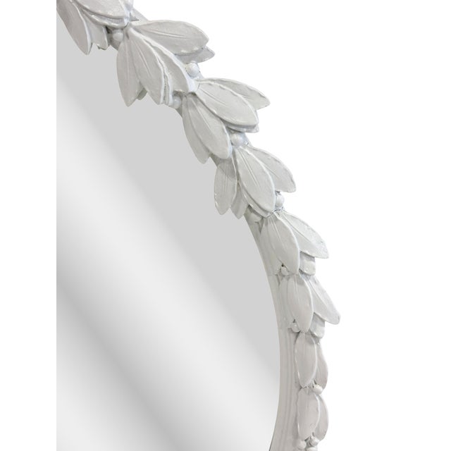 White Painted Carved Wood Floral Mirror With Bow For Sale - Image 4 of 5