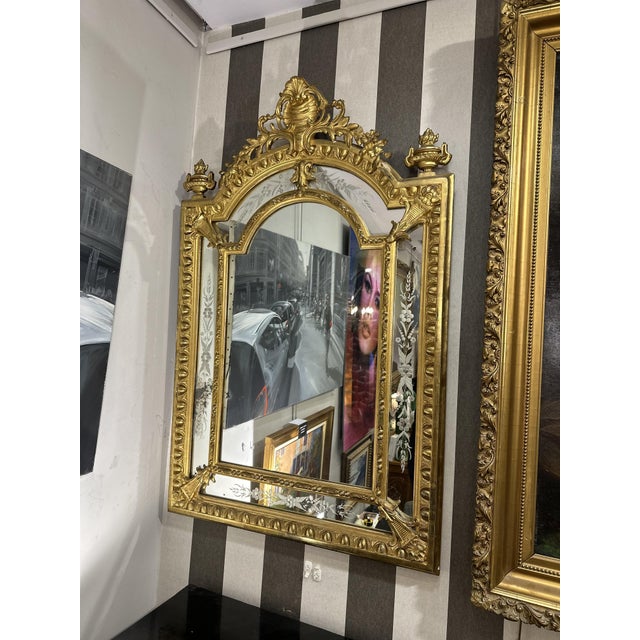 Napoleon III Carved and Gilded Wood Wall Mirror, France, 1880s For Sale - Image 9 of 18