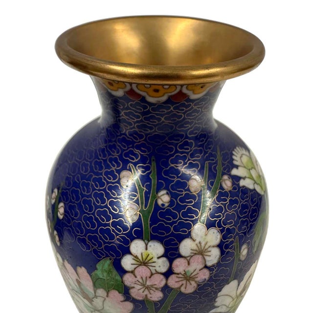 Early 20th Century Mid-20th Century Vintage Chinese Hand Made Cloisonne Vases - Pair For Sale - Image 5 of 10