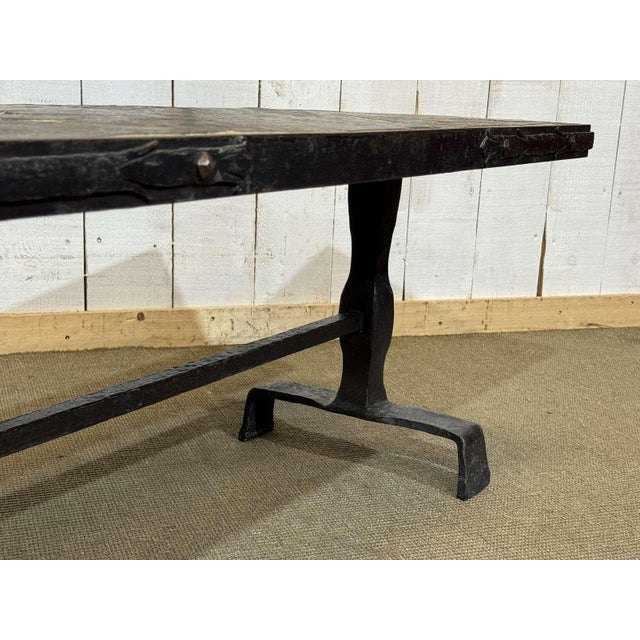 Metal Coffee Table in Forged Steel with a Slate Top, 1950s For Sale - Image 7 of 12