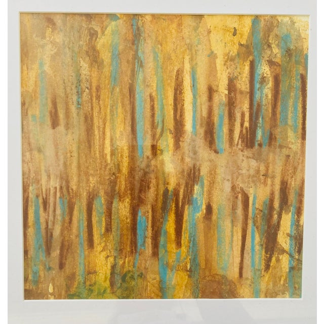 Abstract "Summer Grass" Contemporary Original Abstract Landscape Mixed-Media Drawing by Stephanie Cate, Framed For Sale - Image 3 of 3