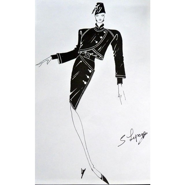 This is an authentic vintage fashion stat sheet from the early 1990s, acquired in Paris. It features a striking,...