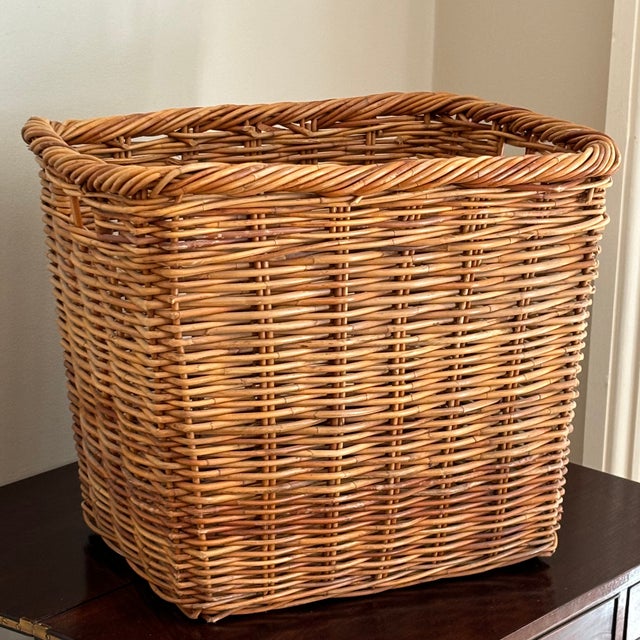 Tan Vintage French-Style Storage / Kindling Basket For Sale - Image 8 of 11