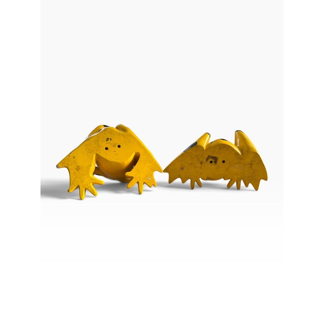 Vintage 2003 Set of 3 Yellow & Black Frog Figurines Sculptures For Sale - Image 9 of 12