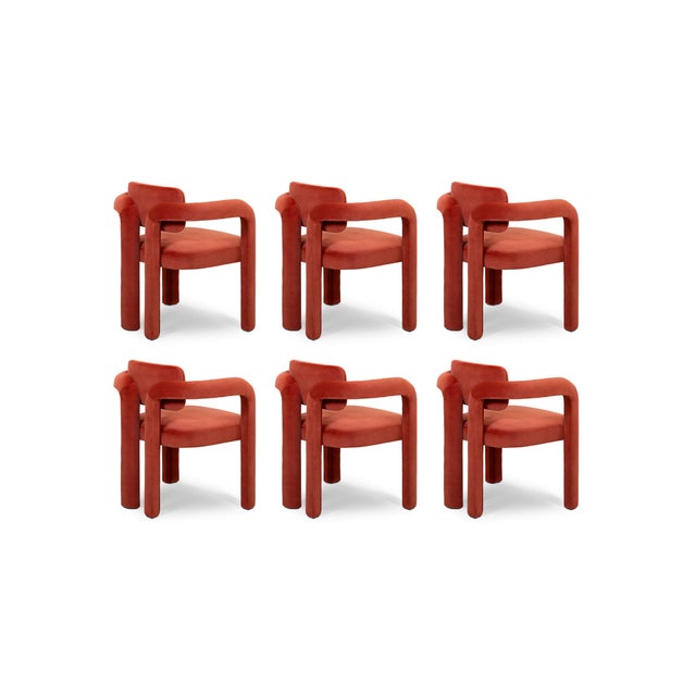 Double Arch Dining Chairs in Crimson Red Cotton Velvet from Insidherland, Set of 6 For Sale - Image 16 of 16
