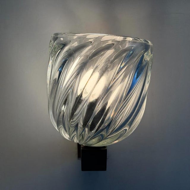 Mezzo Diamante Murano Glass Sconces attributed to Carlo Scarpa for Venini, 1940s, Set of 2 For Sale - Image 16 of 18