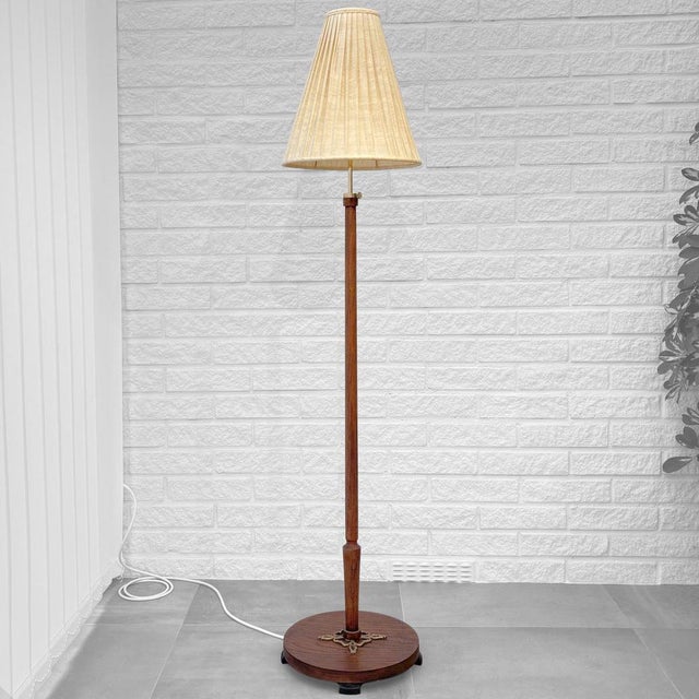 1940s Floor Lamp in Birch and Brass from Nybro Svarveri, Sweden, 1940s For Sale - Image 5 of 14