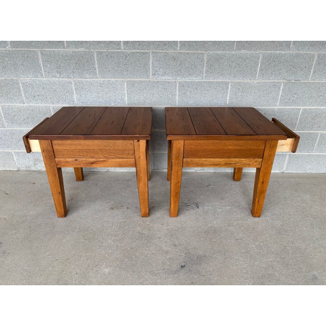 Brown Broyhill Attic Heirlooms Oak Single Drawer Side/End Tables - A Pair For Sale - Image 8 of 10