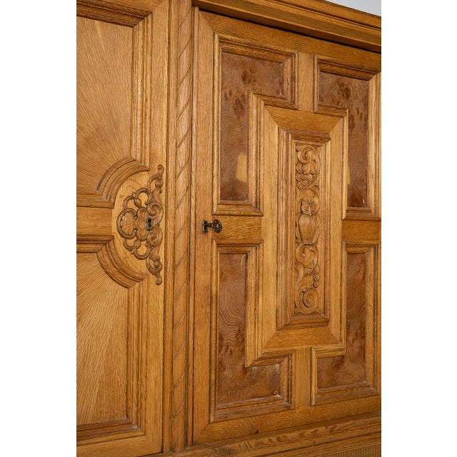 Brown Sideboard with Carved Panels and Turned Legs, 1920s For Sale - Image 8 of 10