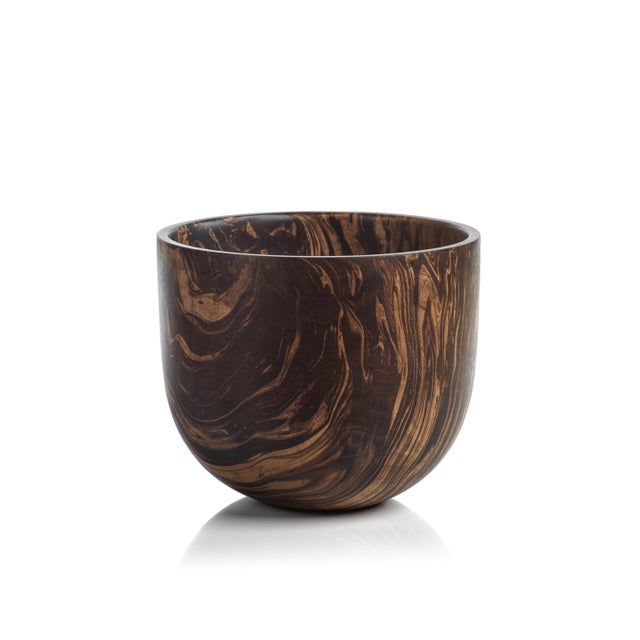 This unique mango wood bowl comes from local artisans in Thailand. This marbleized wood bowl is bursting with rich color...