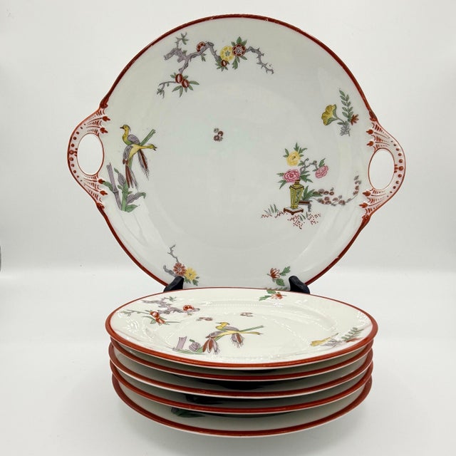 Antique J. Pouyat Limoges Porcelain Chinoiserie Dessert Service for Wanamaker, 6 Pieces For Sale - Image 12 of 12
