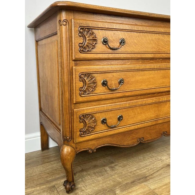 Vintage French Louis Style Oak Chest of 3 Drawers For Sale - Image 6 of 12