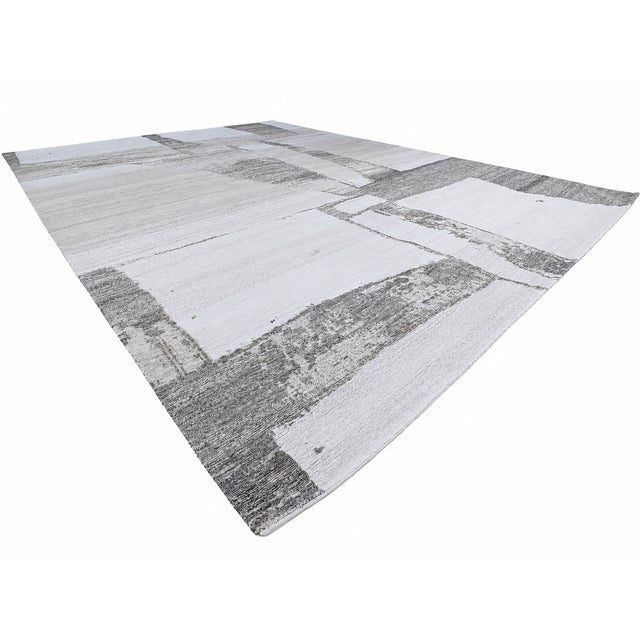 Rh Nihal Wool Rug – 10' × 14' Multi Grey | 100% Hand-Spun Wool | Hand-Knotted | Abstract Geometric Design | Made in Nepal For Sale - Image 17 of 18