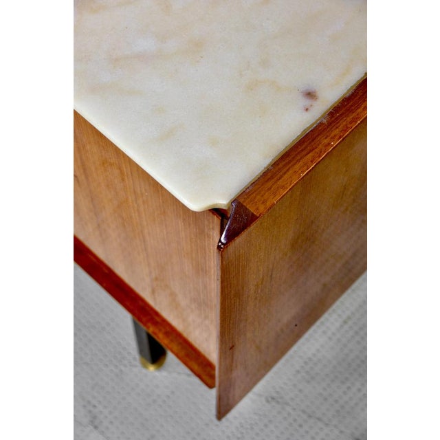 Metal Italian Teak, Carrara Marble and Brass Sideboard from Cantu, 1960s For Sale - Image 7 of 12
