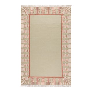 Part & Parcel Goods Wool Tassel Rug, 2’6” x 10', Celadon, Topaz and Eggshell For Sale