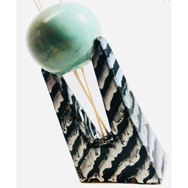 Rare 1980s Postmodern Post Modern Post Modern Memphis Double Well Abstract Orb Art Pottery Ikebana Vase For Sale In Tampa - Image 6 of 11