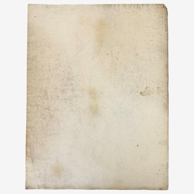 Drawing/Sketching Materials Antique French Realist Male Figurative Study (Charcoal on Woven Cream Paper) For Sale - Image 7 of 7