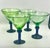 Contemporary 1980s Hand Blown Green and Cobalt Martini - Set of 4 For Sale - Image 3 of 8