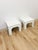 White Vintage Side Tables White Painted Parquet Faux Bamboo Regency Pair Accent Tables For Sale - Image 8 of 10