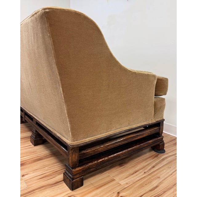 Taupe Early 20th C European Carved Wood Mohair Down Cushion Sofa For Sale - Image 8 of 11