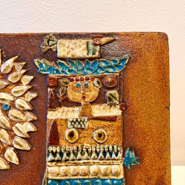 Gustavsberg Stoneware Wall Plaque by Stig Lindberg for Gustavsberg, 1950s For Sale - Image 4 of 7