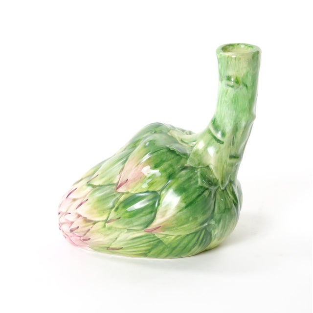 Italian Italian Majolica Artichoke-Form Vase Table Ornament, Late 20th Century For Sale - Image 3 of 11