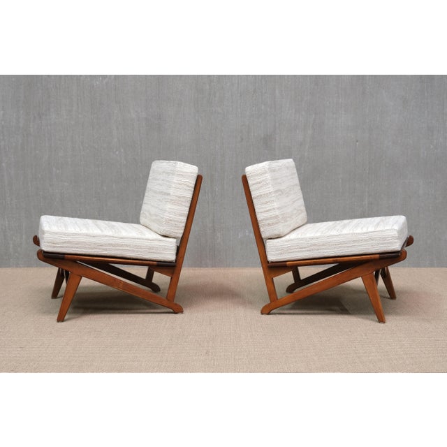 Danish Modern Chairs in Oak and Métaphores Striped Jacquard, 1950s, Set of 2 For Sale - Image 12 of 16