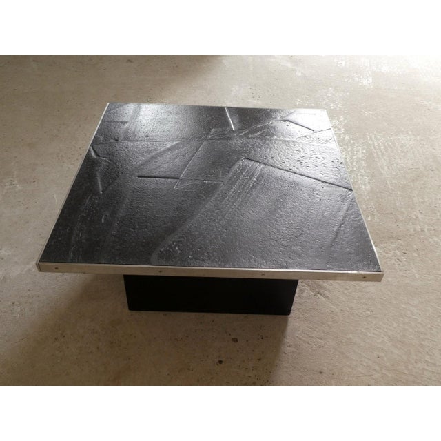 Chrome-Plated Metal and Black Resin Coffee Table, 1970 For Sale - Image 6 of 8