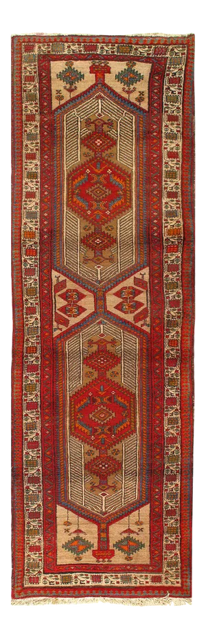 Beige Fine Hand Knotted Antique Serab Runner 3'2'' X 10'