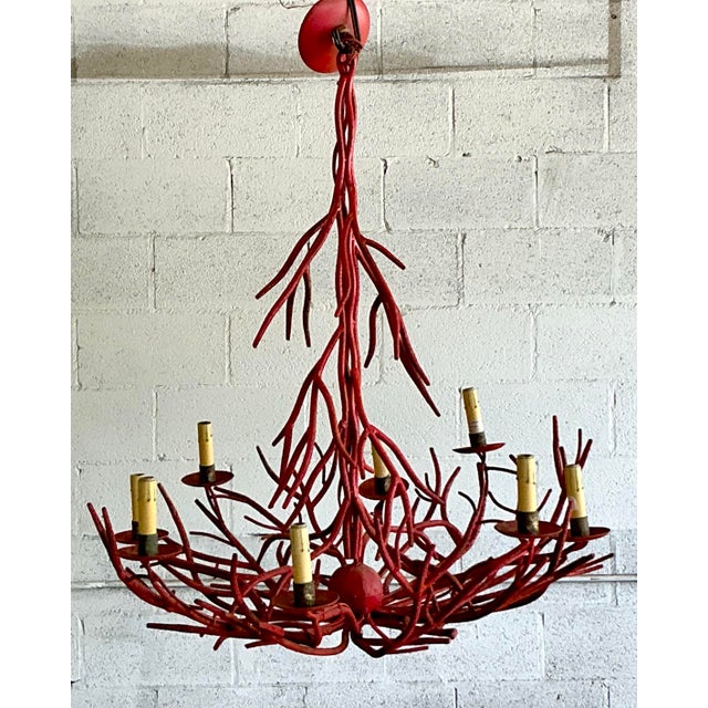 Vintage Coastal Coral Branch Chandelier For Sale - Image 11 of 12