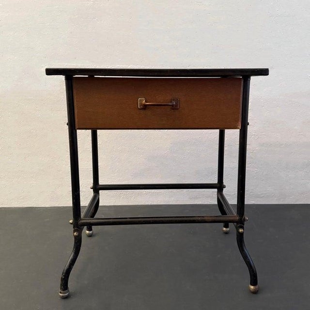 Industrial 1940s Industrial Black Laminate Top Mail Room Work Table For Sale - Image 3 of 7