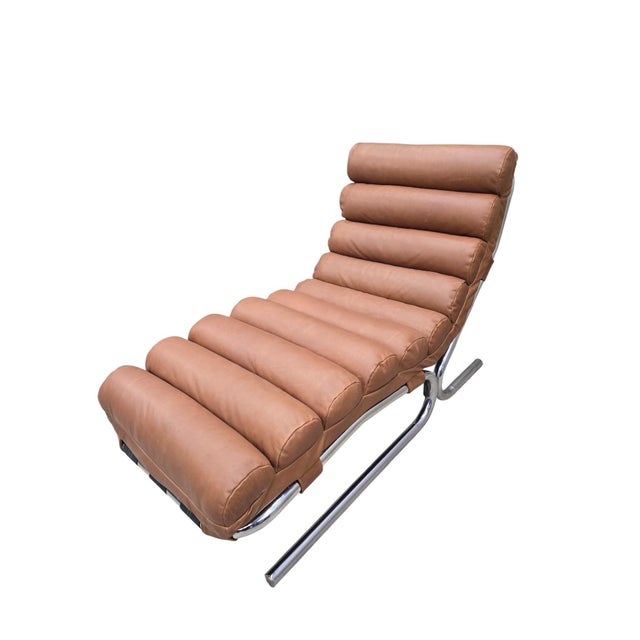 MCM Milo Baughman Style Chrome Tubular Chaise Lounge Chair Newly Reupholstered-Hold For Sale - Image 11 of 12
