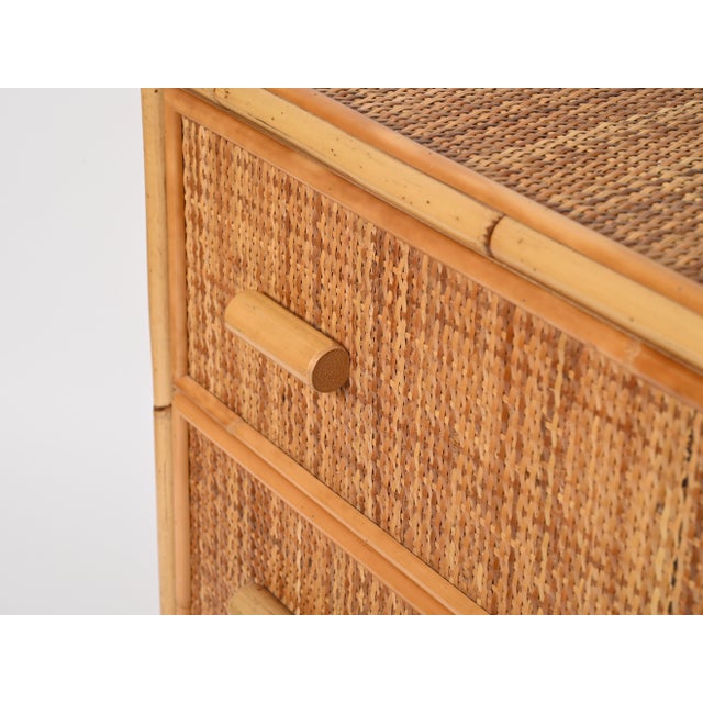 Mid-Century Modern Italian Organic Chest of Drawers in Bamboo and Rattan Wicker, 1970s For Sale - Image 11 of 15