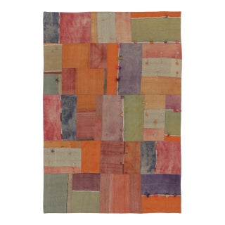 Vintage Anatolian Patchwork Rug in Polychromatic Geometric Design - Rug & Kilim For Sale